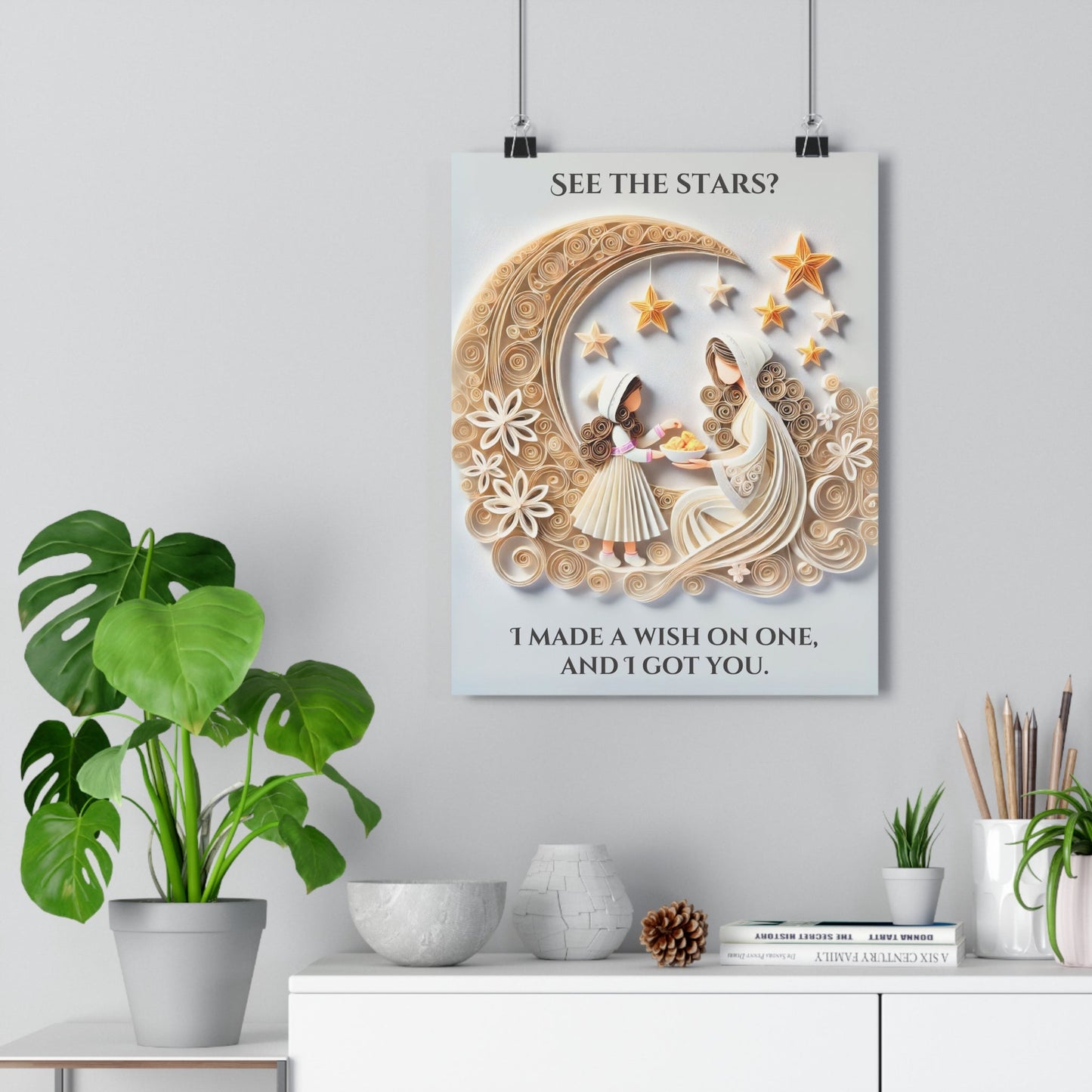 Inspirational Quilling Art Paper Poster - "See the Stars?" - The Legendary Connection