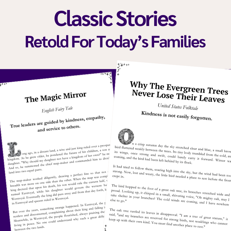 Once Upon A Virtue: Tales of Caring – 5 Printable Fairy Tales + 30 Activity Pages - The Legendary Connection